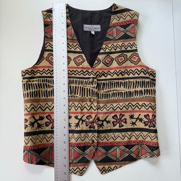 Vintage The Sierra Collection Vest Southwestern Earth Tone Folk-Inspired Size M - Picture 13 of 15